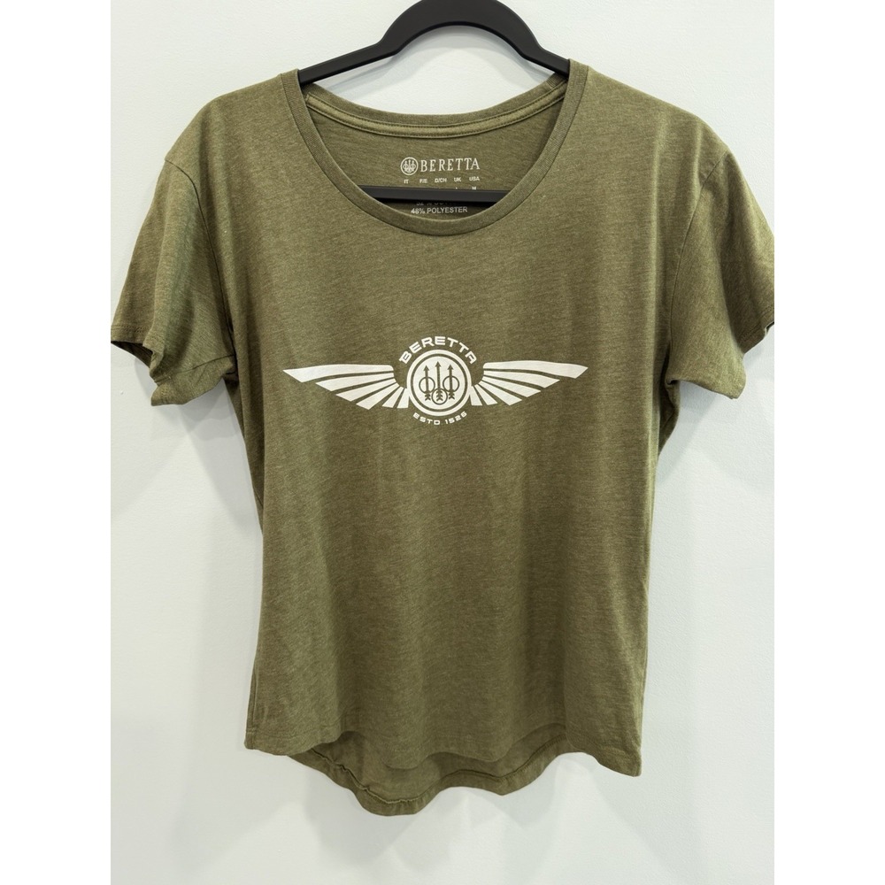 Beretta Dea Wings T-Shirt Women's Large Heather Military Green Cotton Blend